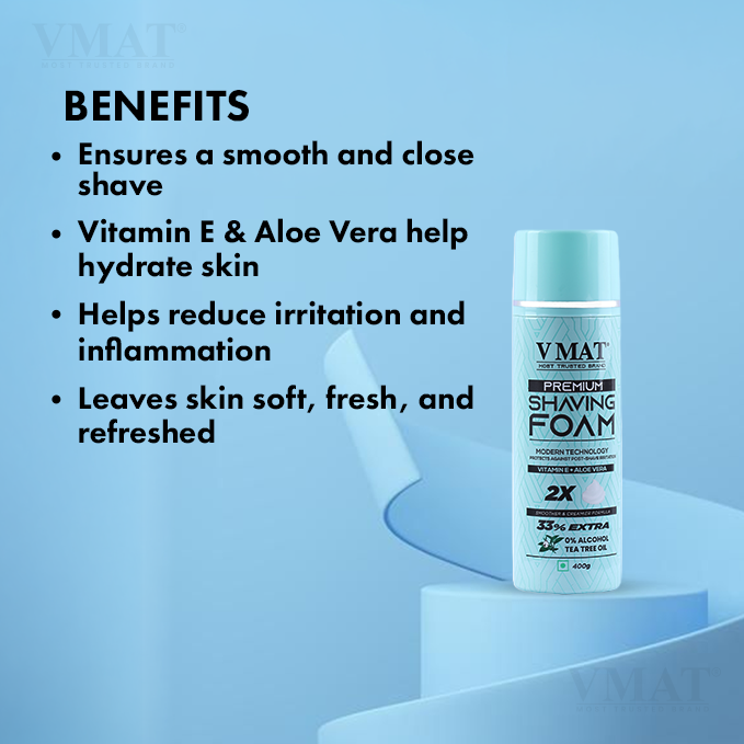 VMAT Premium Shaving Foam with Vitamin E, Aloe Vera & Tea Tree Oill